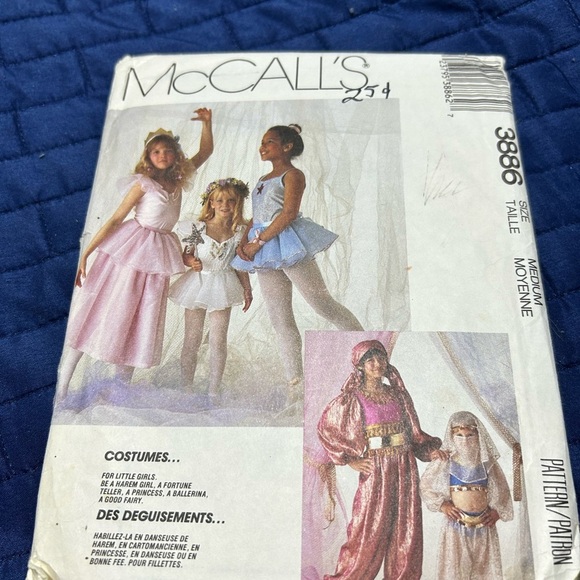 McCall 3886 girls costume pattern. Size med(6-8)princess, ballerina, mystic - Picture 1 of 10